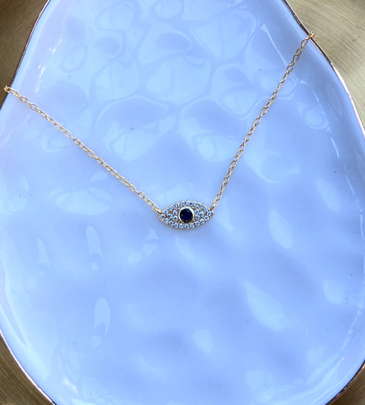 Evil eye gold necklace