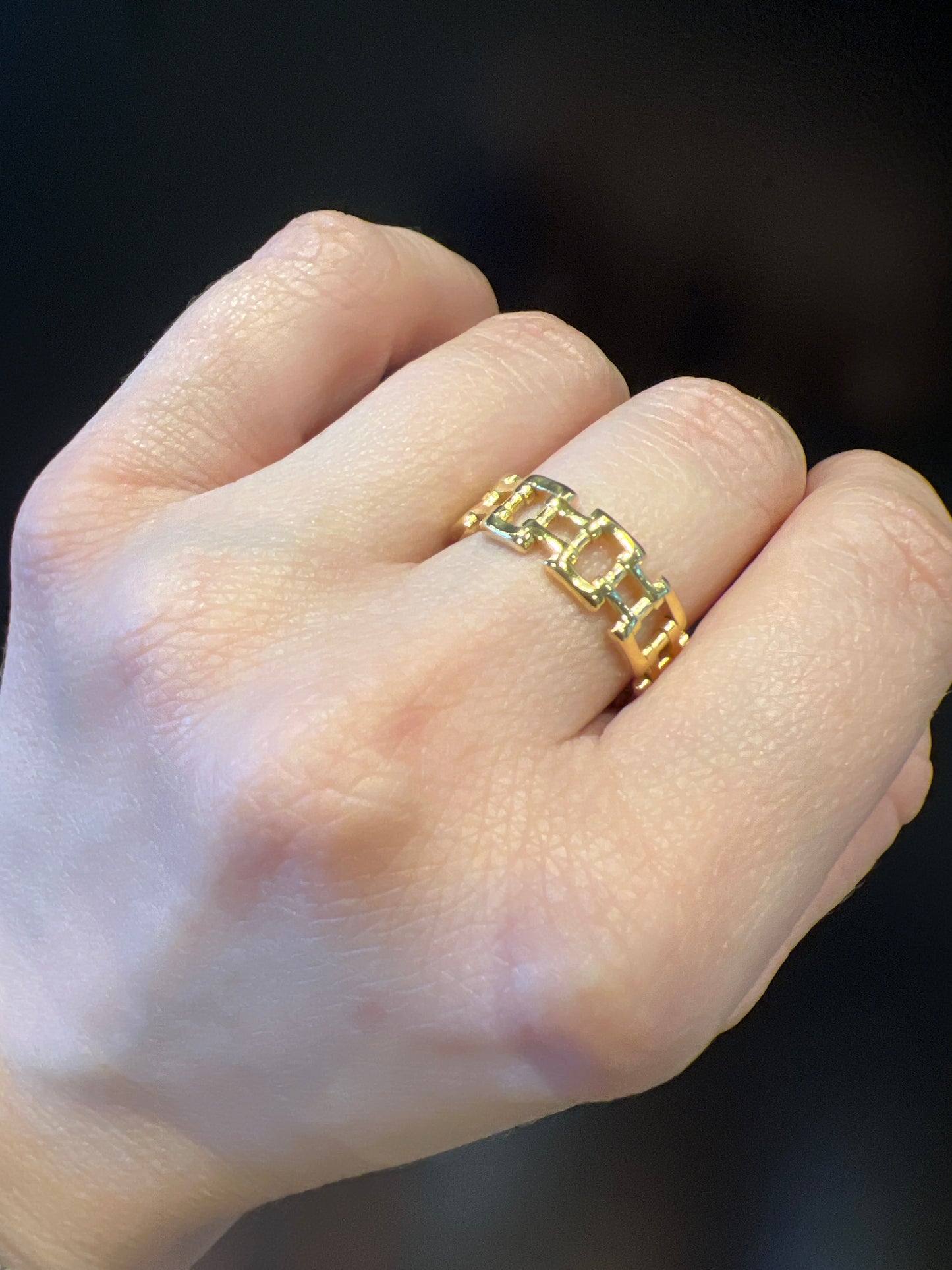 SQUARE CHAIN trendy ring