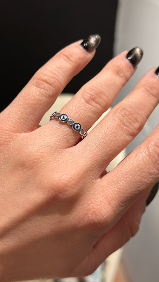 Evil eye silver ring