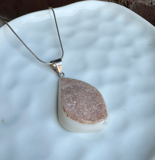 White Opal Druzzy Pendant