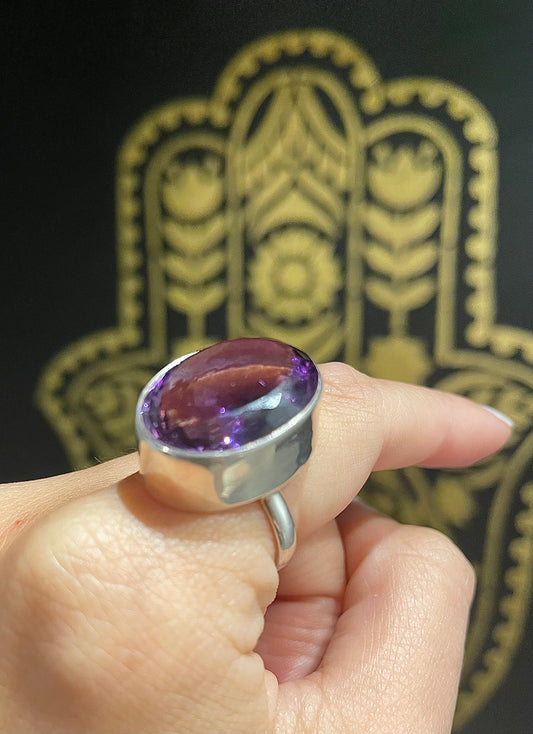 Sterling Silver Faceted Amethyst Ring