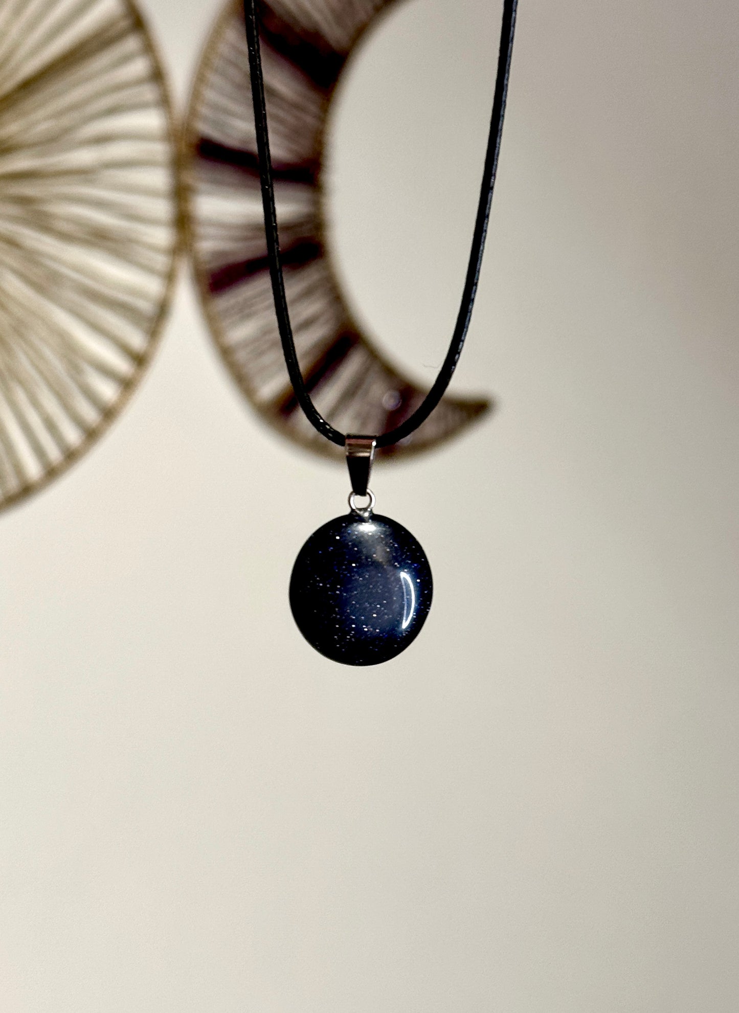 Purple Goldstone Round Pendant