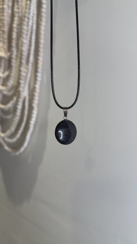 Purple Goldstone Round Pendant